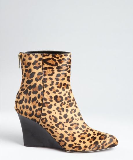 ... Leopard Print Calf Hair 'Mayor' Wedge Ankle Boots in Animal (leopard