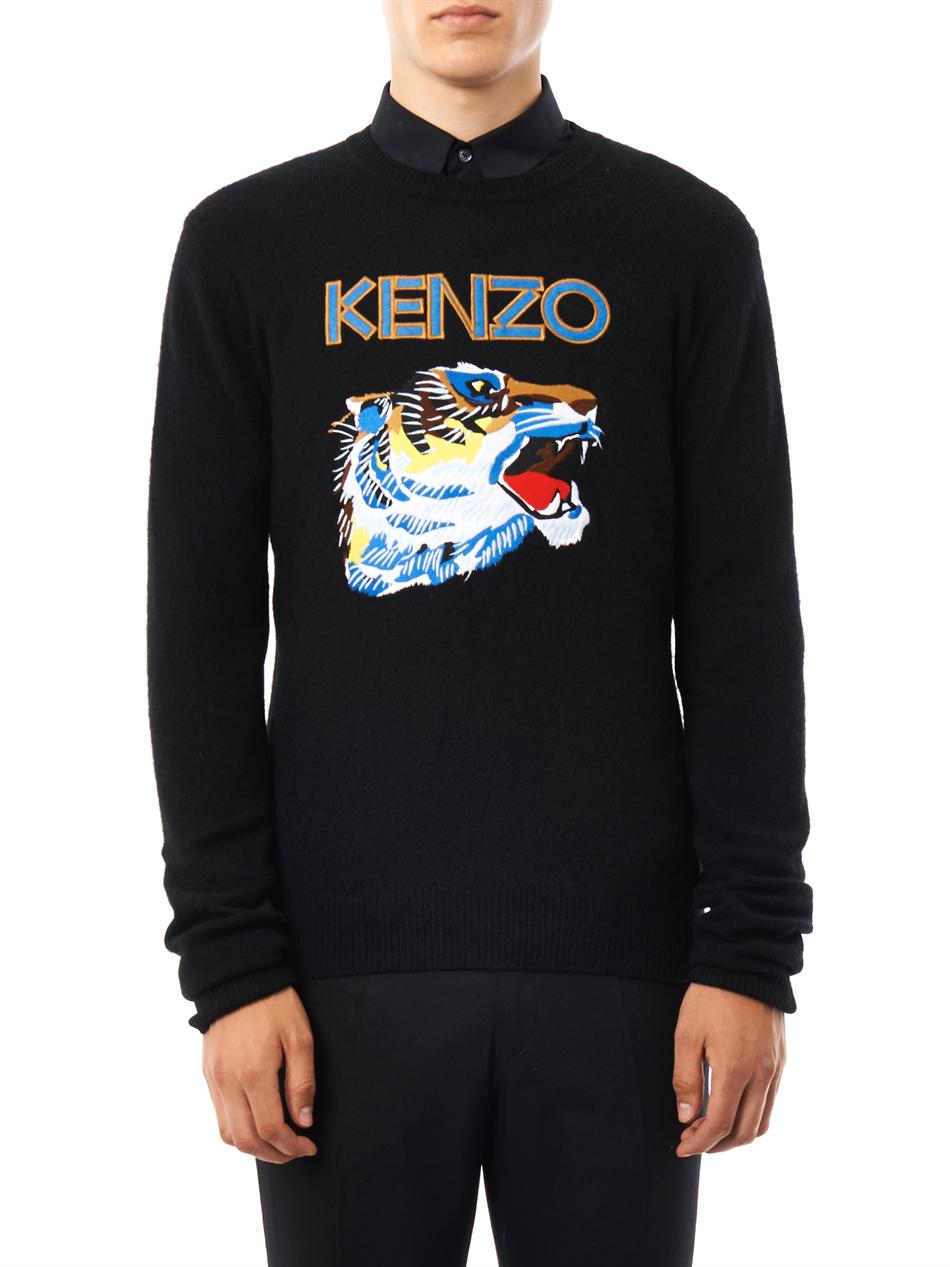 Kenzo Tiger Embroidered Sweater in Black for Men (tiger) Lyst