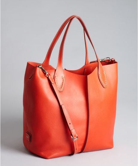 large red leather tote