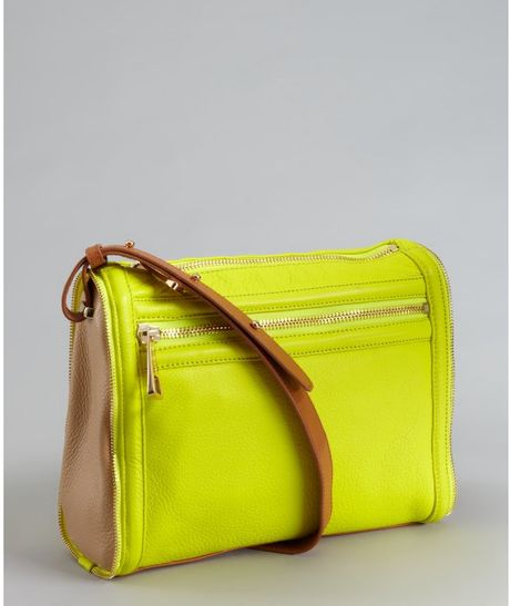 Kelsi Dagger Neon Yellow and Tan Leather Rebecca Zip Crossbody Bag in Yellow | Lyst