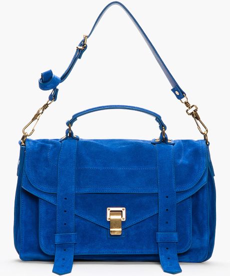 Proenza Schouler Royal Blue Suede Ps1 Medium Messenger Bag in Blue Proenza Schouler Royal Blue Suede Ps1 Medium Messenger Bag in Blue