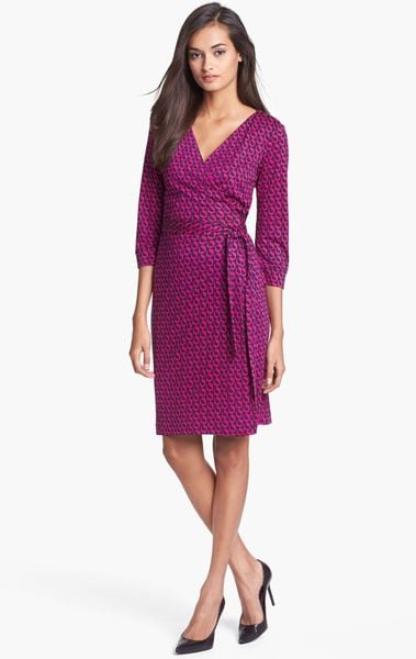 Diane Von Furstenberg New Julian 2 Silk Wrap Dress In Pink (leo Chain 