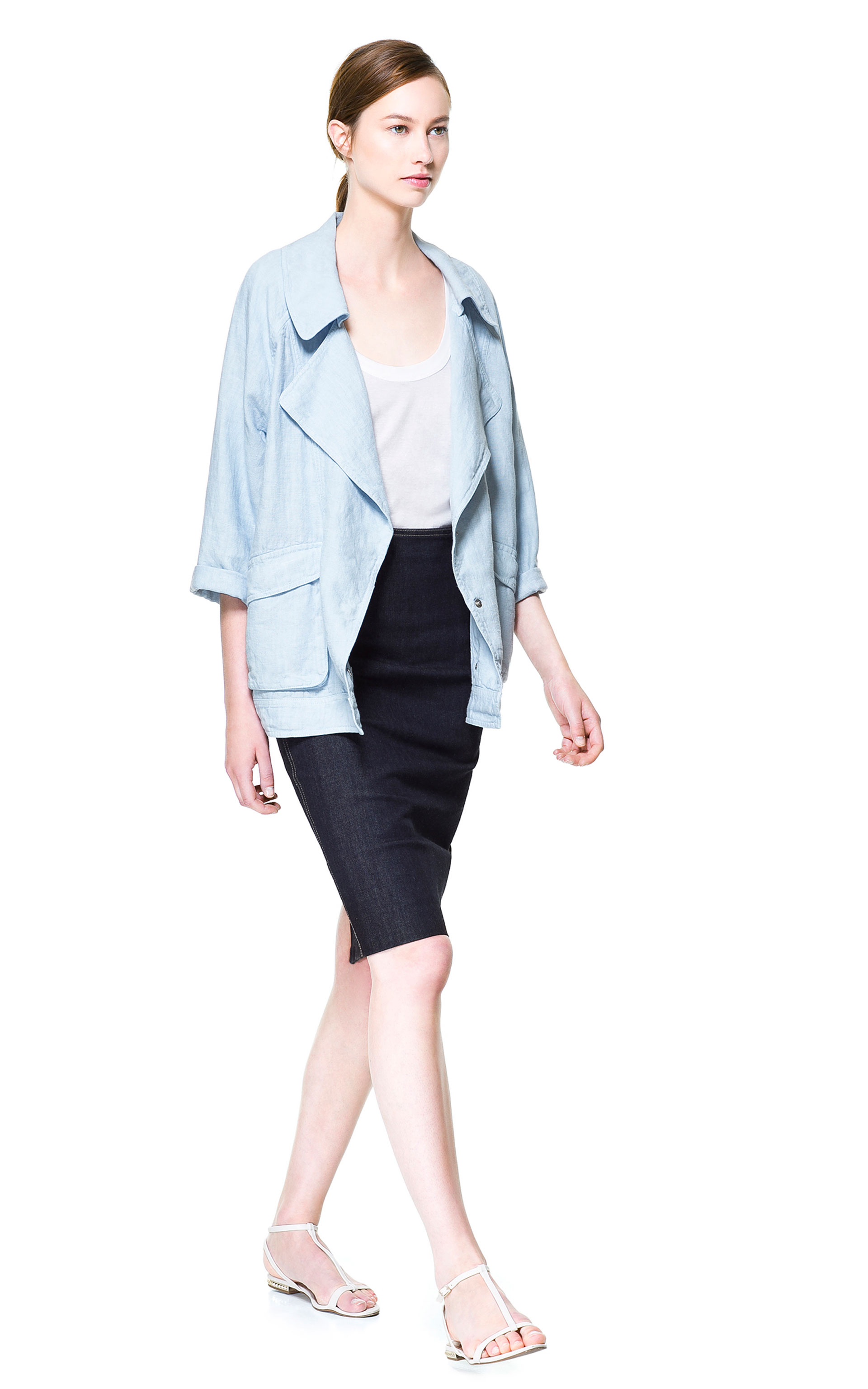 zara pastel blue coat