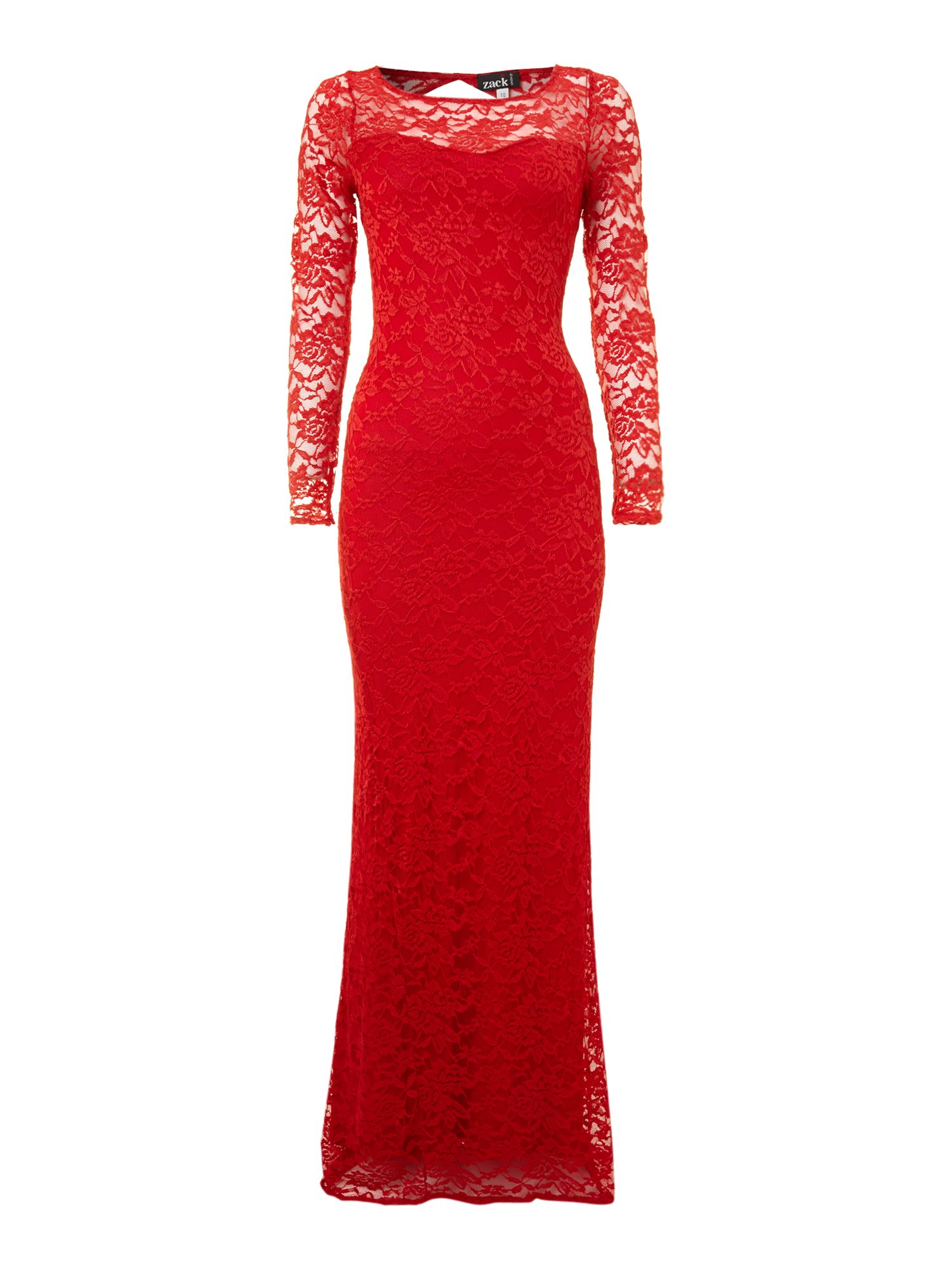 John Zack Long Sleeved Backless Maxi Dress In Red Lyst 