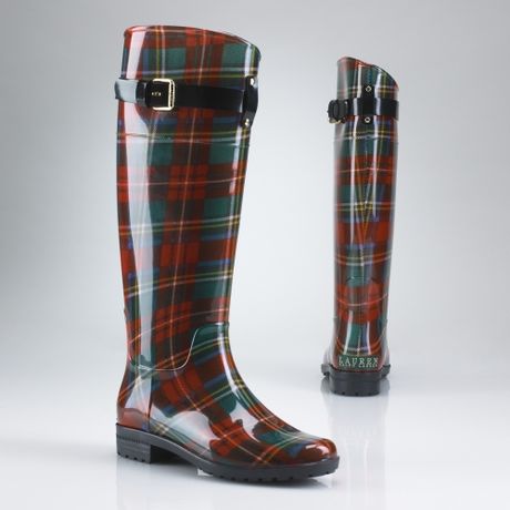 ralph lauren black and red rain boots