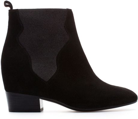 Zara Ankle Boots with Interior Wedge and Elastic Panels in Black