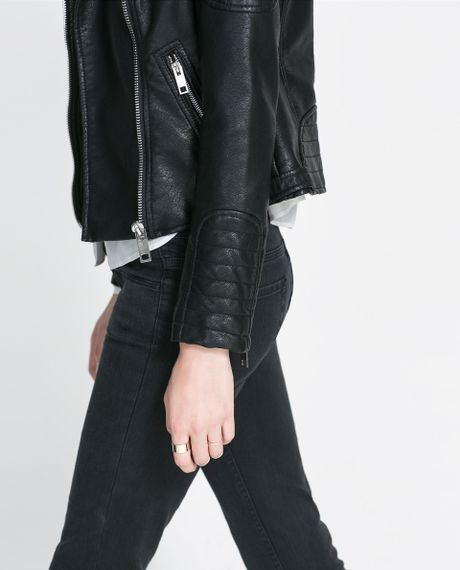 Zara Motorcycle Jacket With Zips In Black Lyst