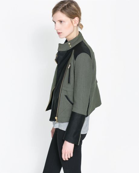 Zara Quilted Crossover Jacket in Green (Olive green) | Lyst