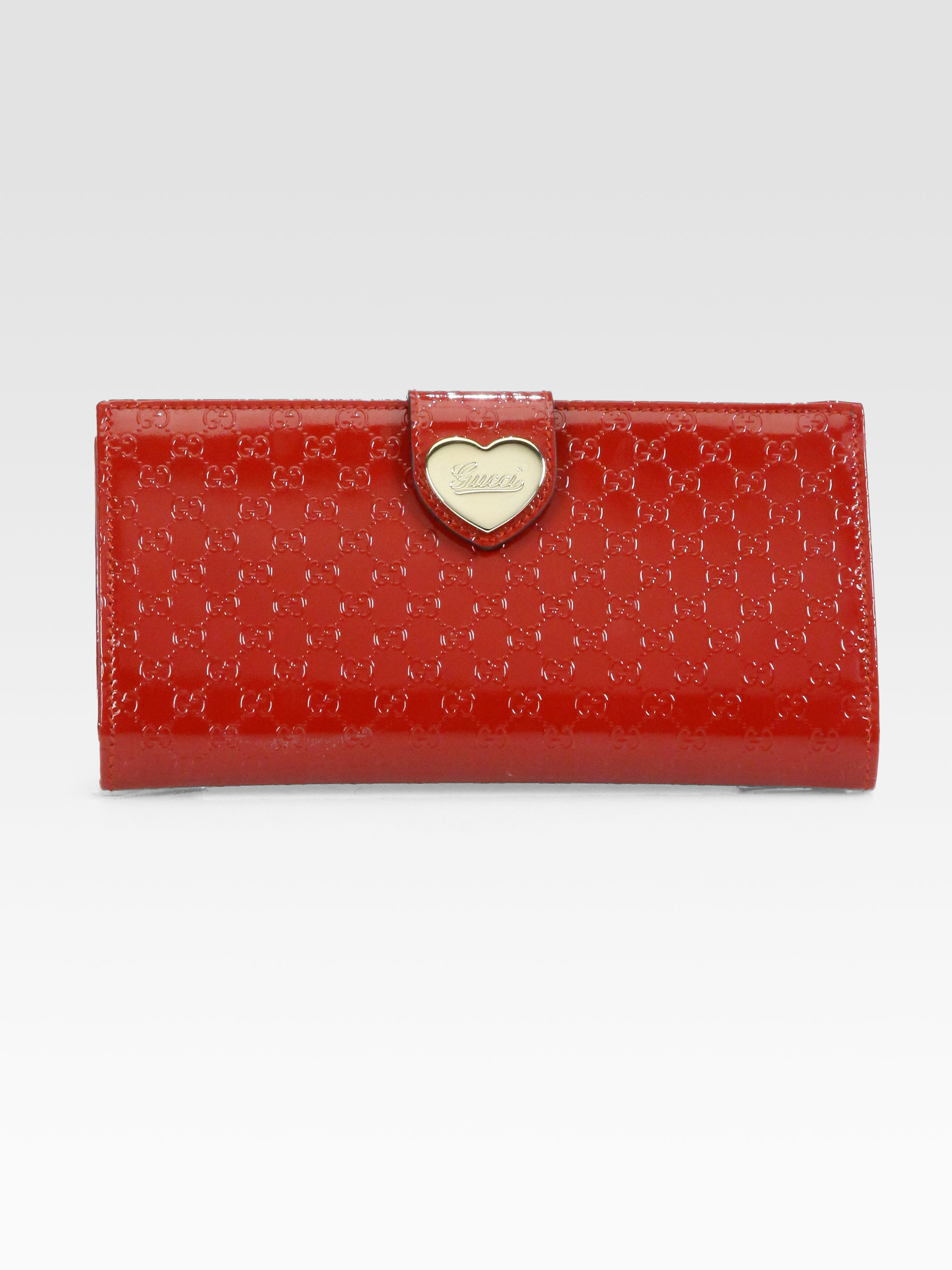 Gucci Heart Microguccissima Patent Leather Continental Wallet in Red | Lyst