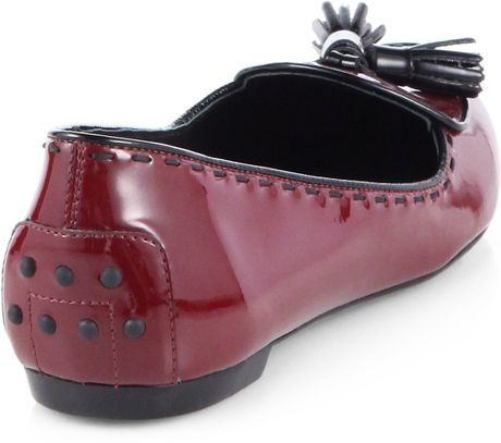 tods burgundy loafers