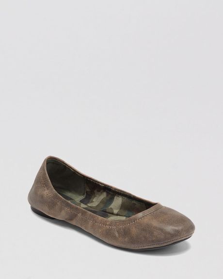 camel ballerina flats