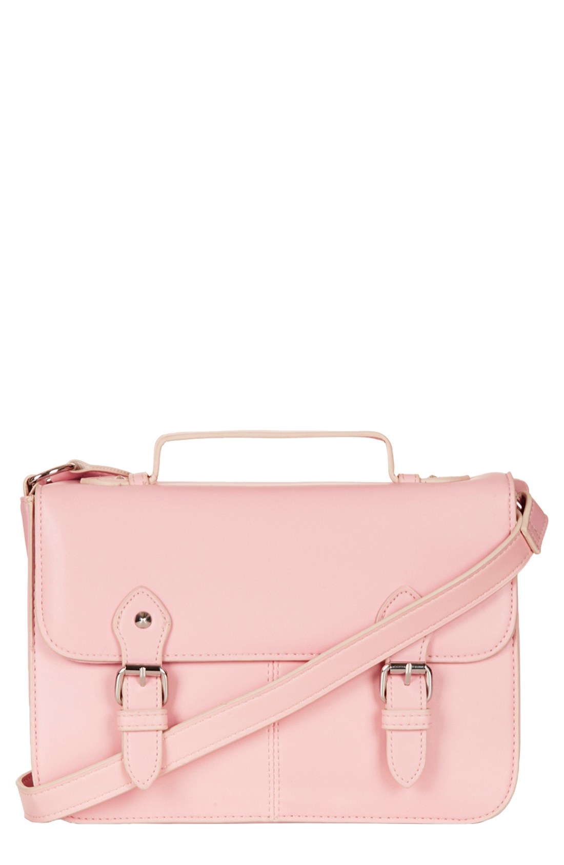Edge Paint Faux Leather Satchel Small in Pink (Pale Pink) Lyst