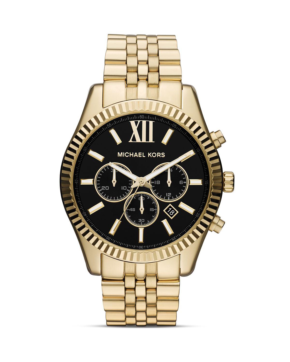 Michael Kors Men'S Gold Tone Lexington Chronograph Watch, 45Mm in Gold ...