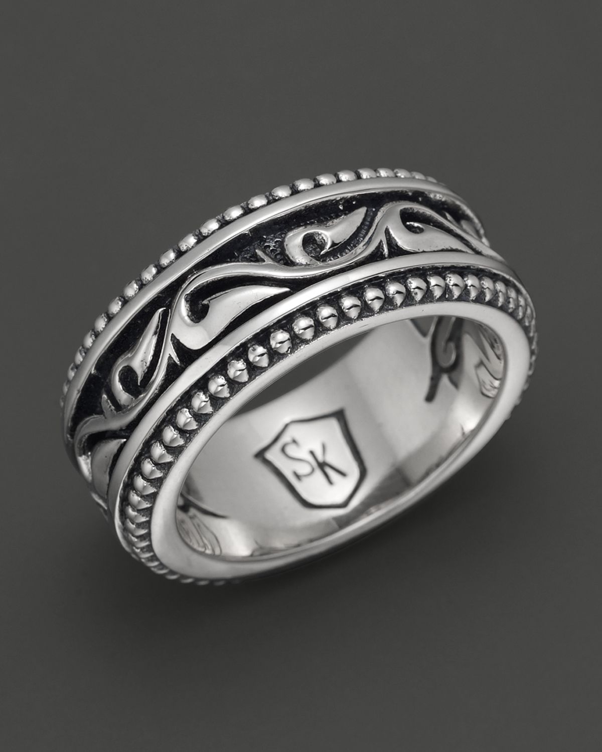 Scott Kay Mens Sterling Silver Sparta Engraved Ring in Silver for Men