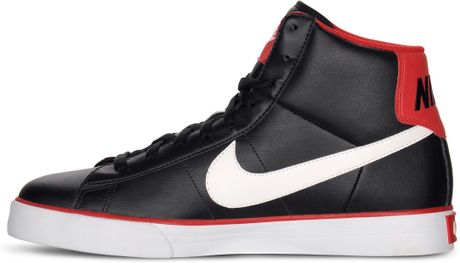 black white and red nike high tops