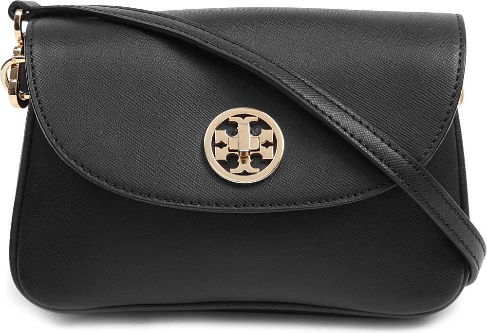 Tory Burch Robinson Leather Crossbody Bag in Black Lyst