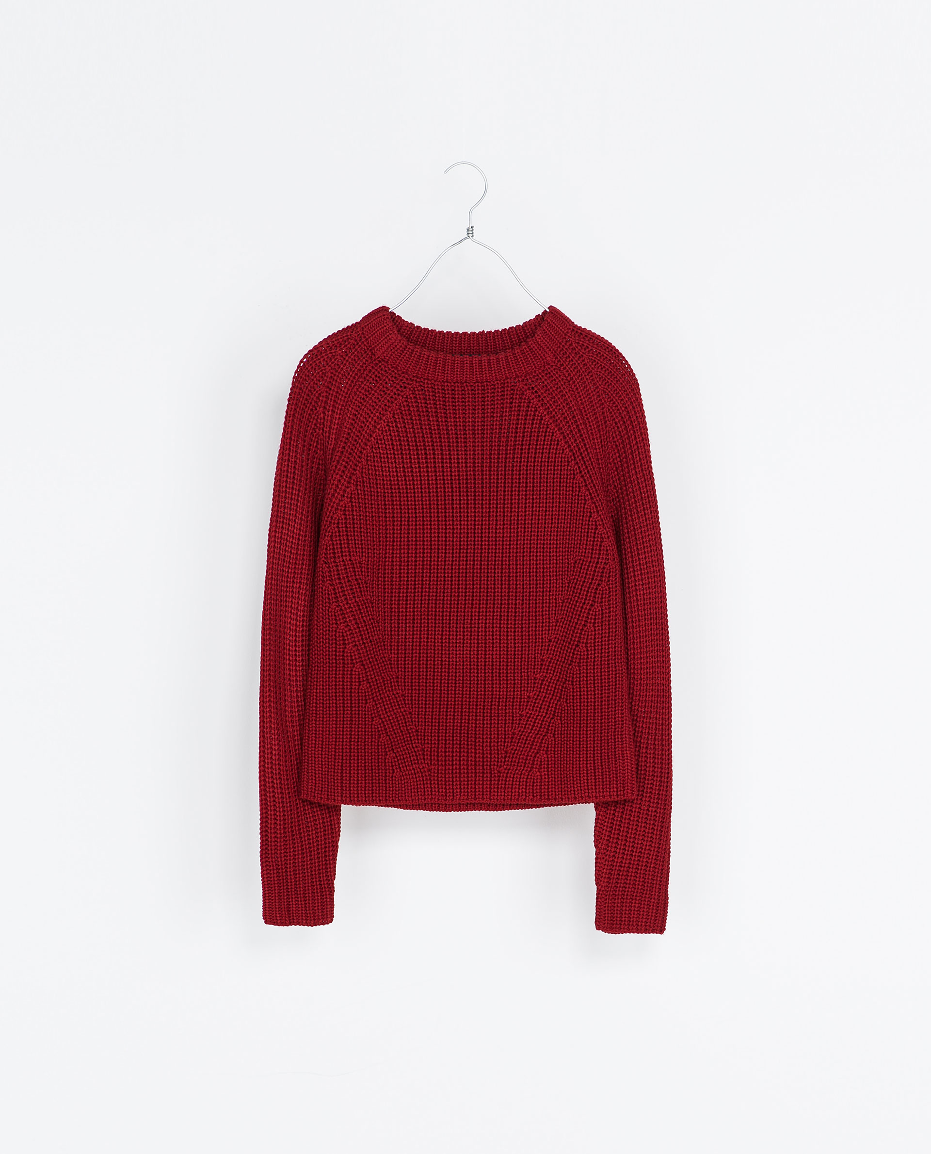 Zara Cropped Knitted Sweater in Red (Dark red) Lyst