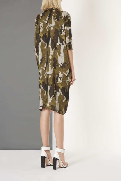 khaki silk shirt dress