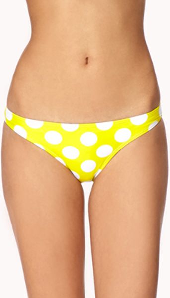 Forever 21 Polka Dot Bikini Bottoms In Yellow YELLOW WHITE Lyst