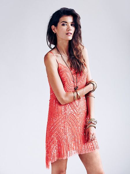 Free People Beaded Cocktail Dress in Pink (Coral Reef) - Lyst