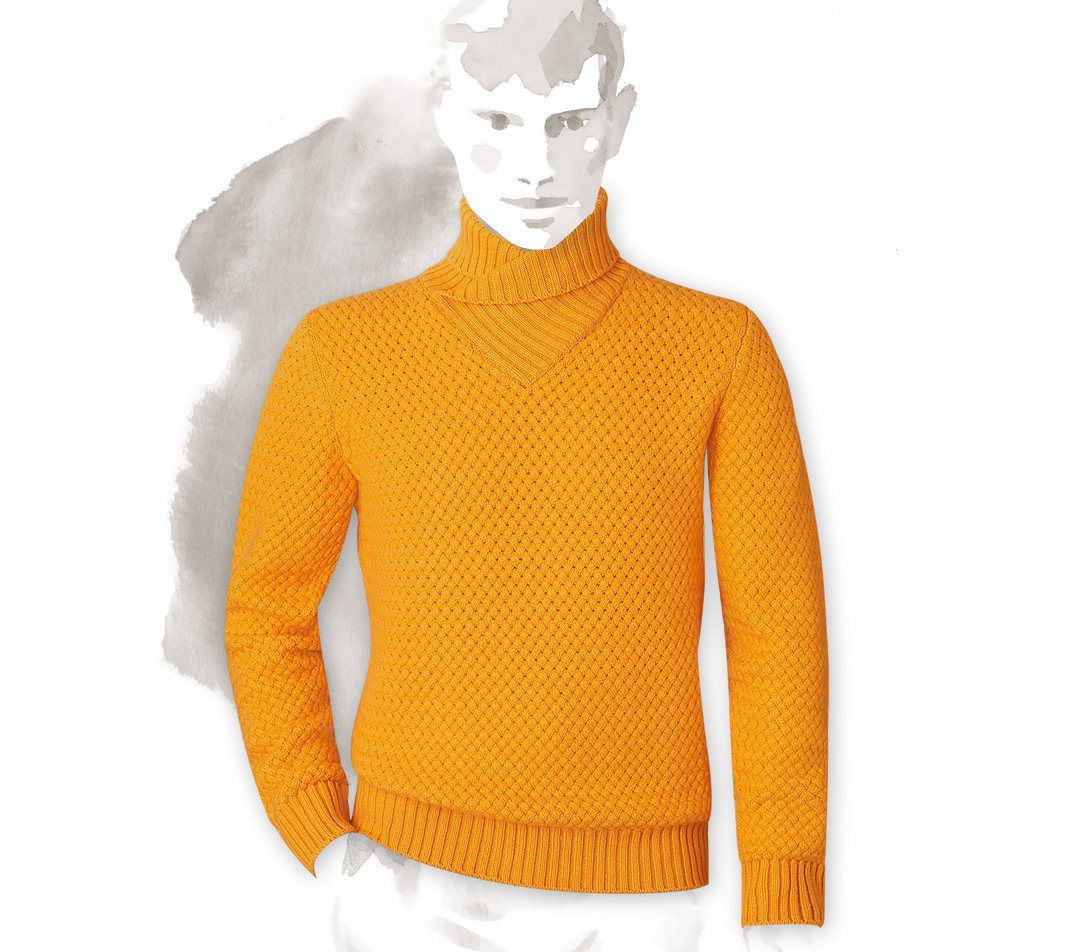 HermÃ¨s Plaited Knit Sweater with Shawl Collar in Orange for Men (blue) | Lyst