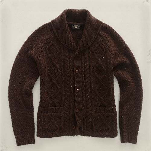 Rrl Merino Cashmere Shawl Cardigan in Brown for Men Lyst