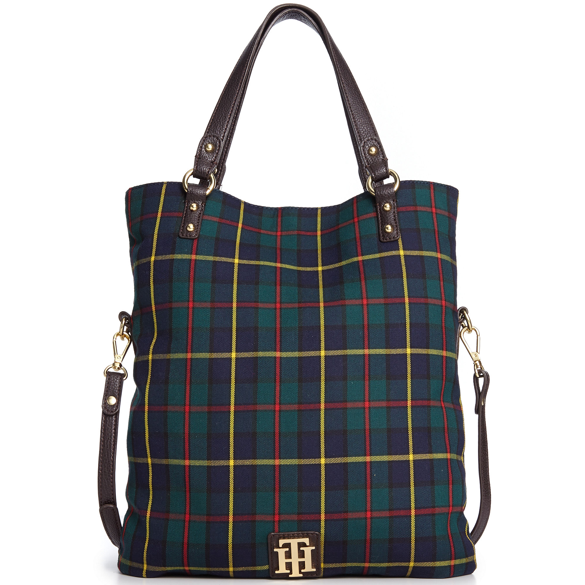 Tommy Hilfiger Back To Cool Fold Over Tote in Multicolor (Navy Plaid