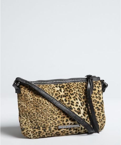 ... Leopard Print and Faux Leather Small Abbie Crossbody Bag in Animal