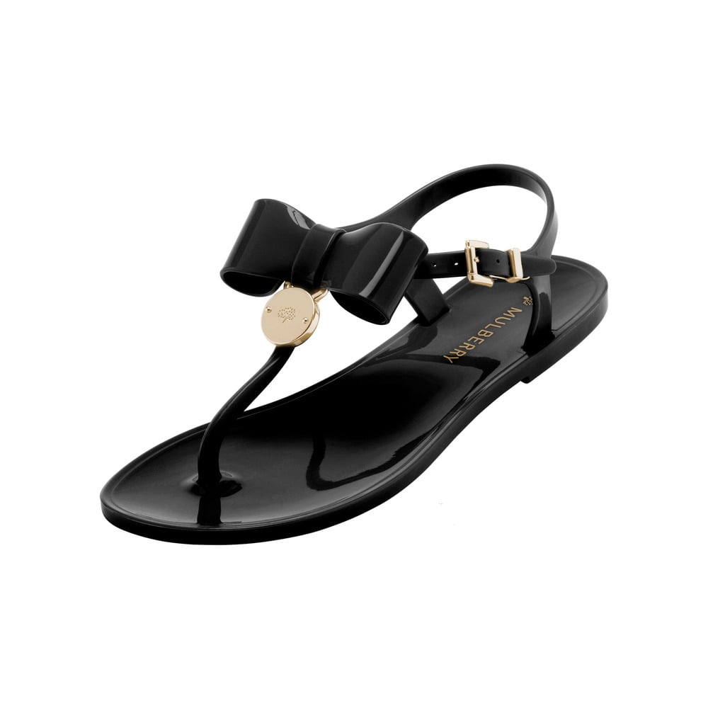 Mulberry Jelly Bow T-bar Sandal in Black | Lyst