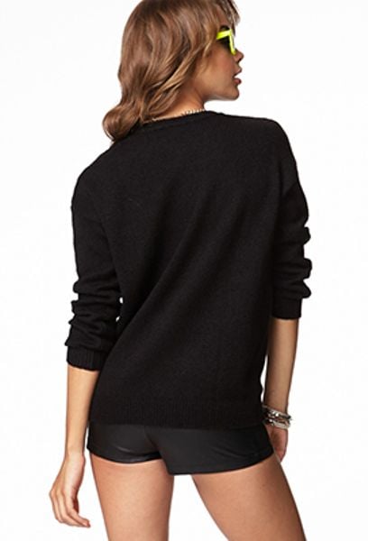 Forever 21 Bam Sweater in Black (BLACKWHITE) - Lyst