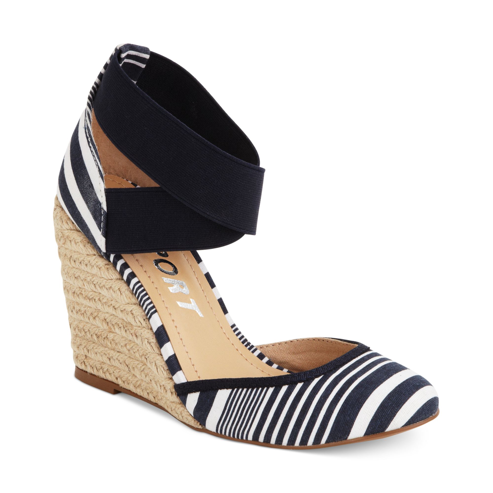 Report Antonella Wedge Sandals in Blue (blue/white stripe) Lyst
