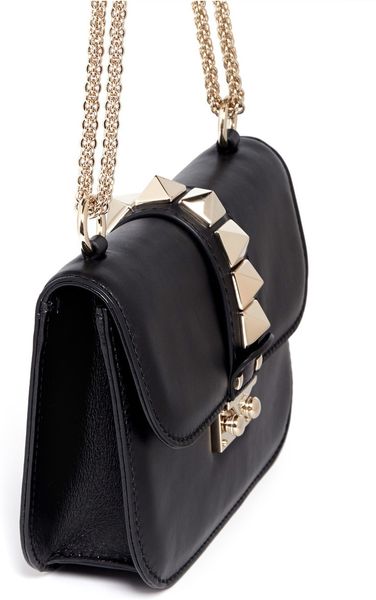 Valentino Studded Leather Shoulder Bag in Black | Lyst