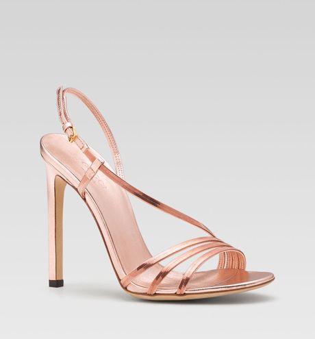 Gucci Othilia Evening High Heel Sandal in Gold (Rose Gold) | Lyst