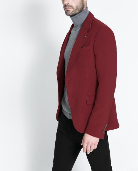 zara microtopstitched blazer in purple for maroon lyst zara microtopstitched blazer in purple for maroon lyst