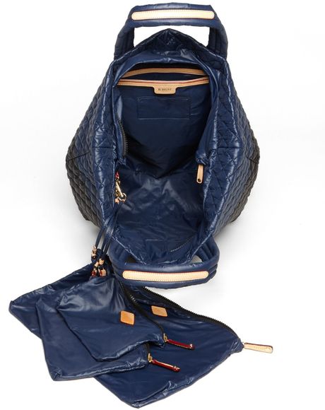 Mz Wallace Metro Large Quilted Tote in Blue (Prussian/ Black