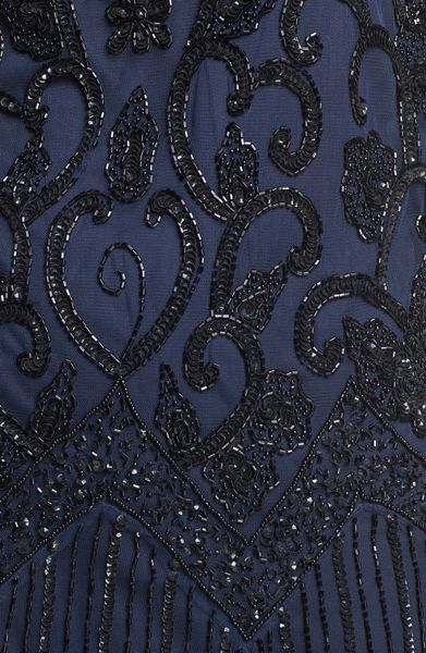 pisarro nights embellished mesh gown navy