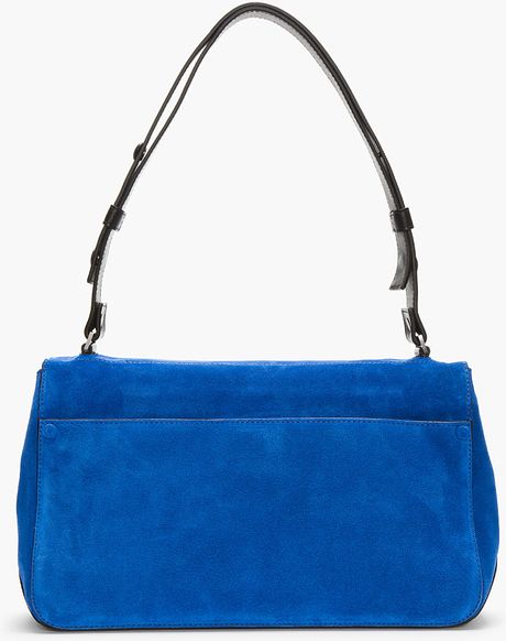 Proenza Schouler Royal Blue Suede PS Courier Shoulder Bag in Blue Proenza Schouler Royal Blue Suede PS Courier Shoulder Bag in Blue