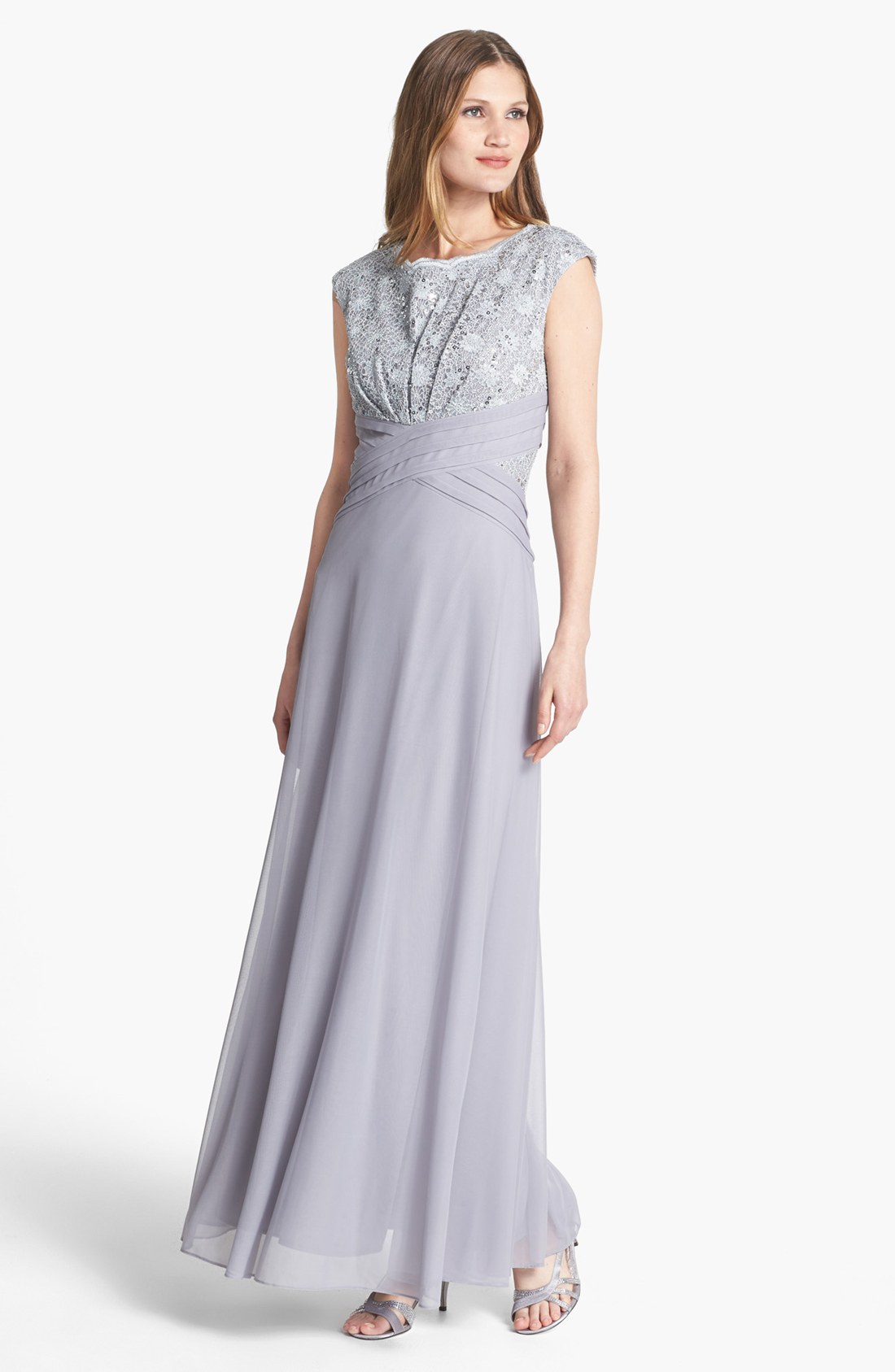 silver lace gown