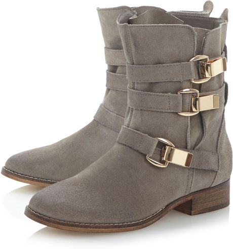 Steve Madden Hagglesuede Buckle Slouch Boots in Gray (Grey) | Lyst