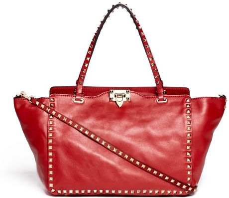 valentino rockstud tote red