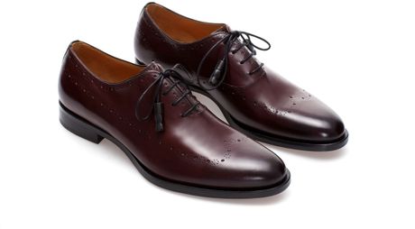 Zara Perforated Oxford Shoe in Red for Men (Burgundy) | Lyst