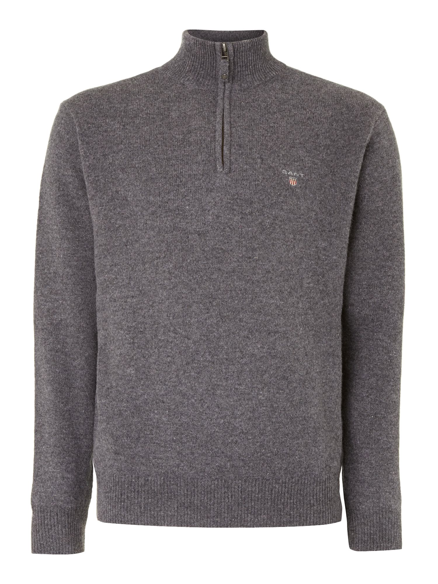 Gant Half Zip Lambswool Jumper in Gray for Men (Dark Grey) Lyst