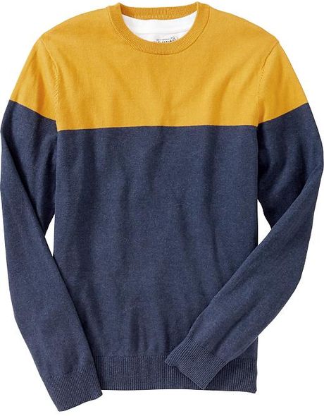 Old Navy Colorblock Crewneck Sweaters in Yellow for Men (Navyyellow ...