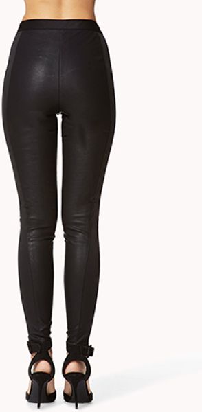 Forever 21 High waisted Faux Leather Pants in Black | Lyst