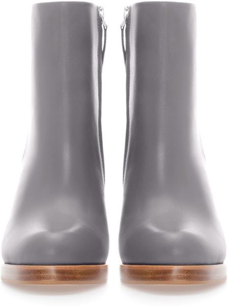 feat ZARA Grey Leather Ankle Boot With 