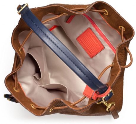Coach Soft Legacy Dream Pebbled Leather Drawstring Shoulder Bag in Brown (brass/saddle) | Lyst