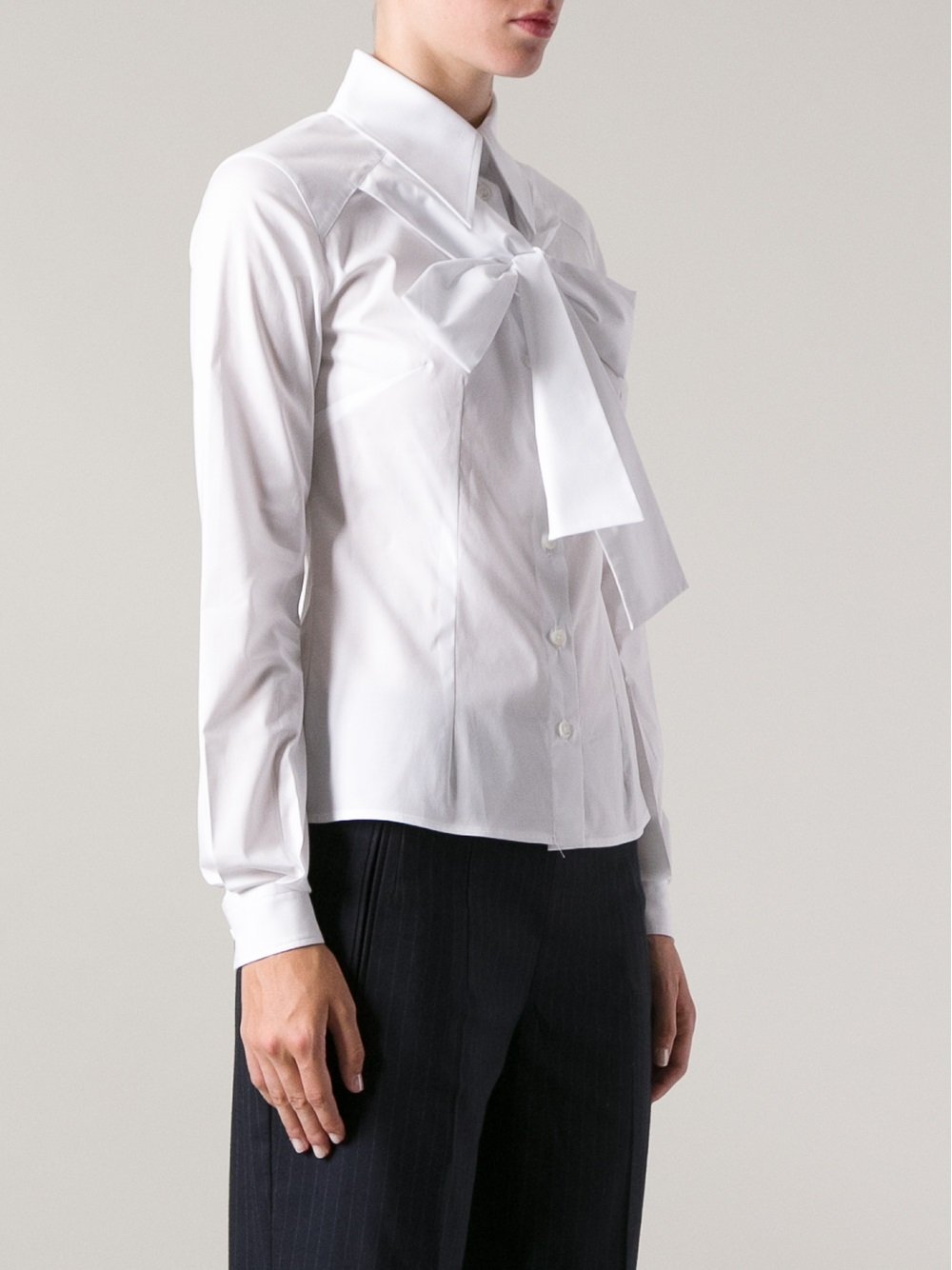 Lyst Dolce Gabbana Pussy Bow Shirt In White