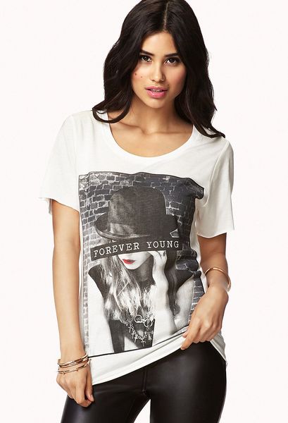 Forever 21 Forever Young Graphic Tee in White (Ivoryblack) | Lyst