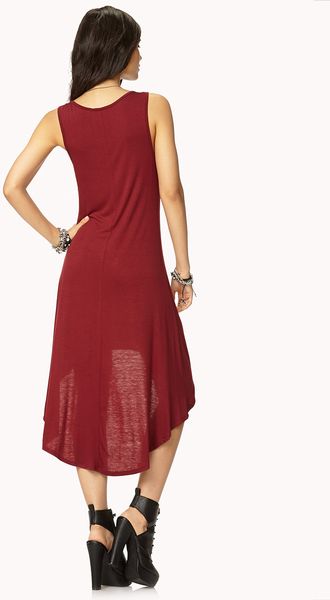Forever 21 Live The Life High Low Dress in Purple (Magentacream)