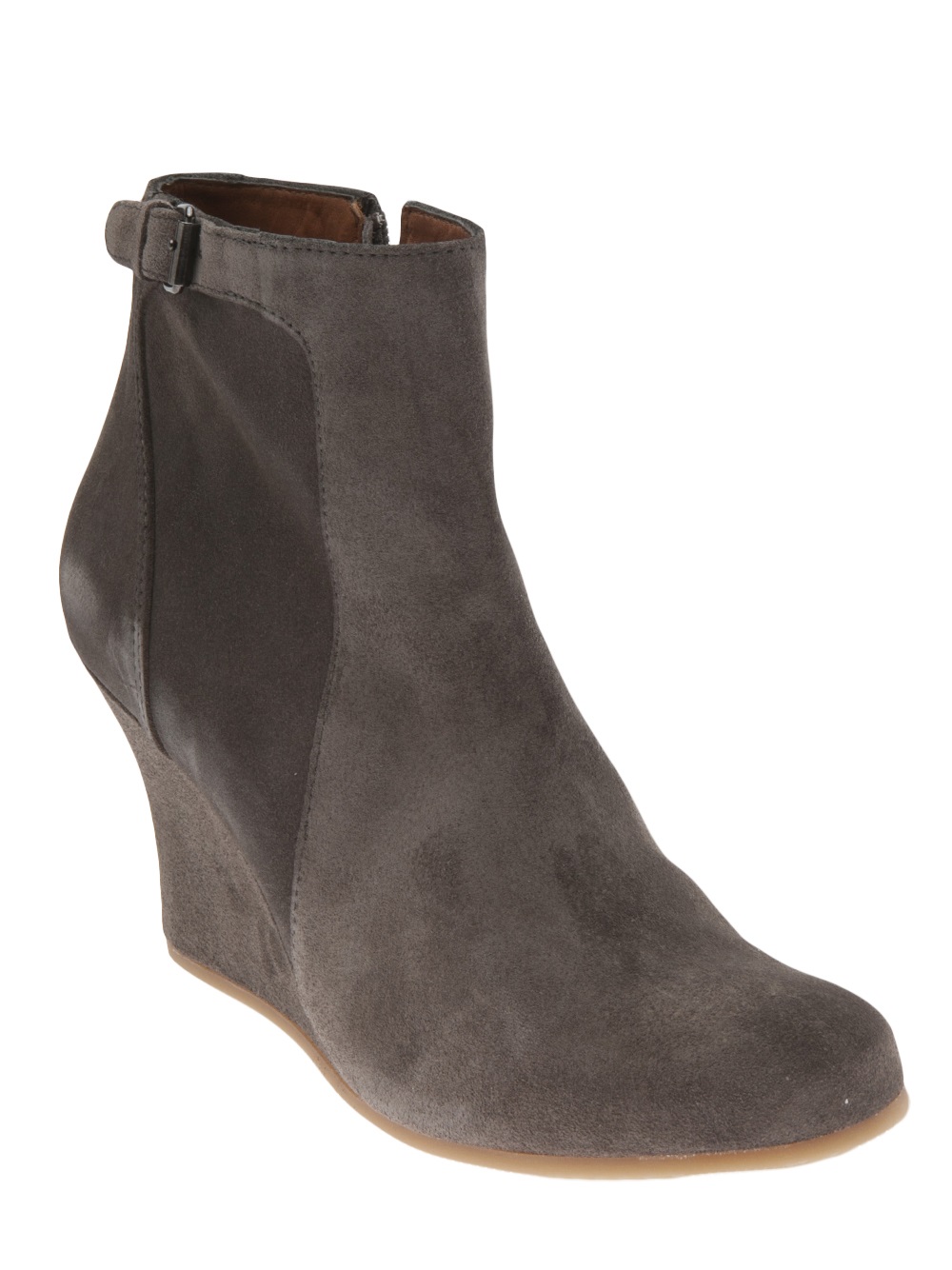 grey wedge booties